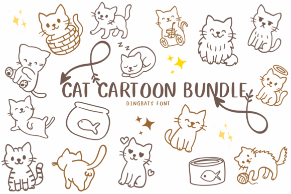 Cat Cartoon Bundle Font for Playful Branding