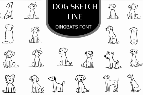 Dog Sketch Line Font for Handmade Charm