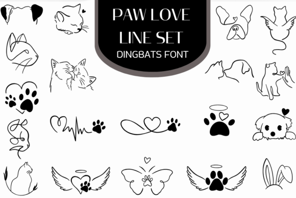 Paw Love Line Set: Elevate Pet Branding with Unique Fonts